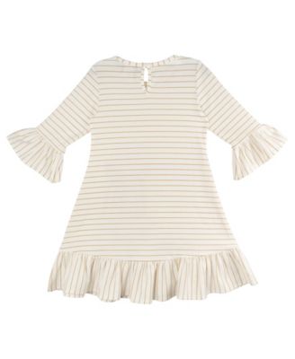 Girls' 2T-6X Round Neck Sequin Striped Dress