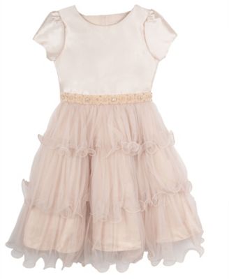 Rare Editions - Girls 7-16 Mikado Tiered Wire Hem Short-Sleeve Dress