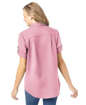 Plus Size Short-Sleeve Button Down Seersucker Shirt