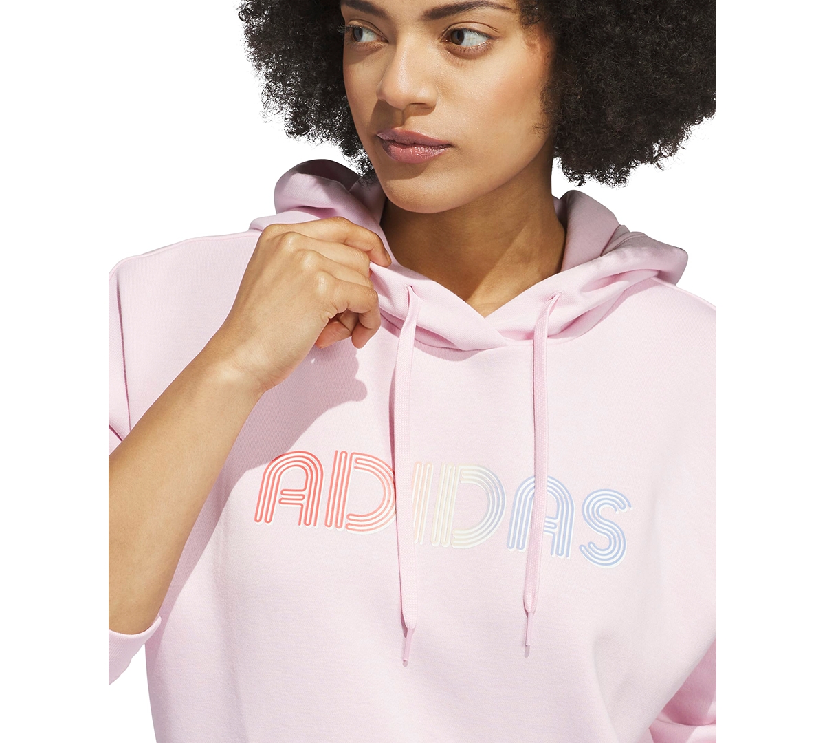 Adidas Originals Women's Wordmark Graphic Hooded Sweatshirt In Pink