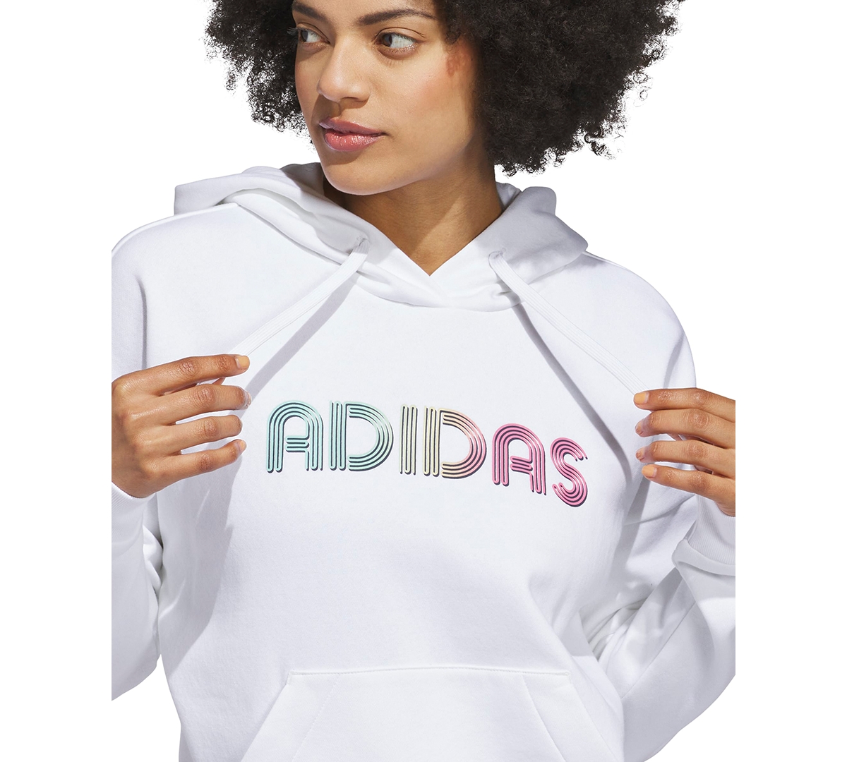 Adidas Originals Women's Wordmark Graphic Hooded Sweatshirt In White