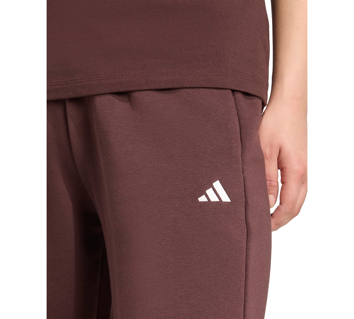 Adidas Originals Women's Essentials Feel Cozy Mid-rise Open-hem Pants In Burgundy