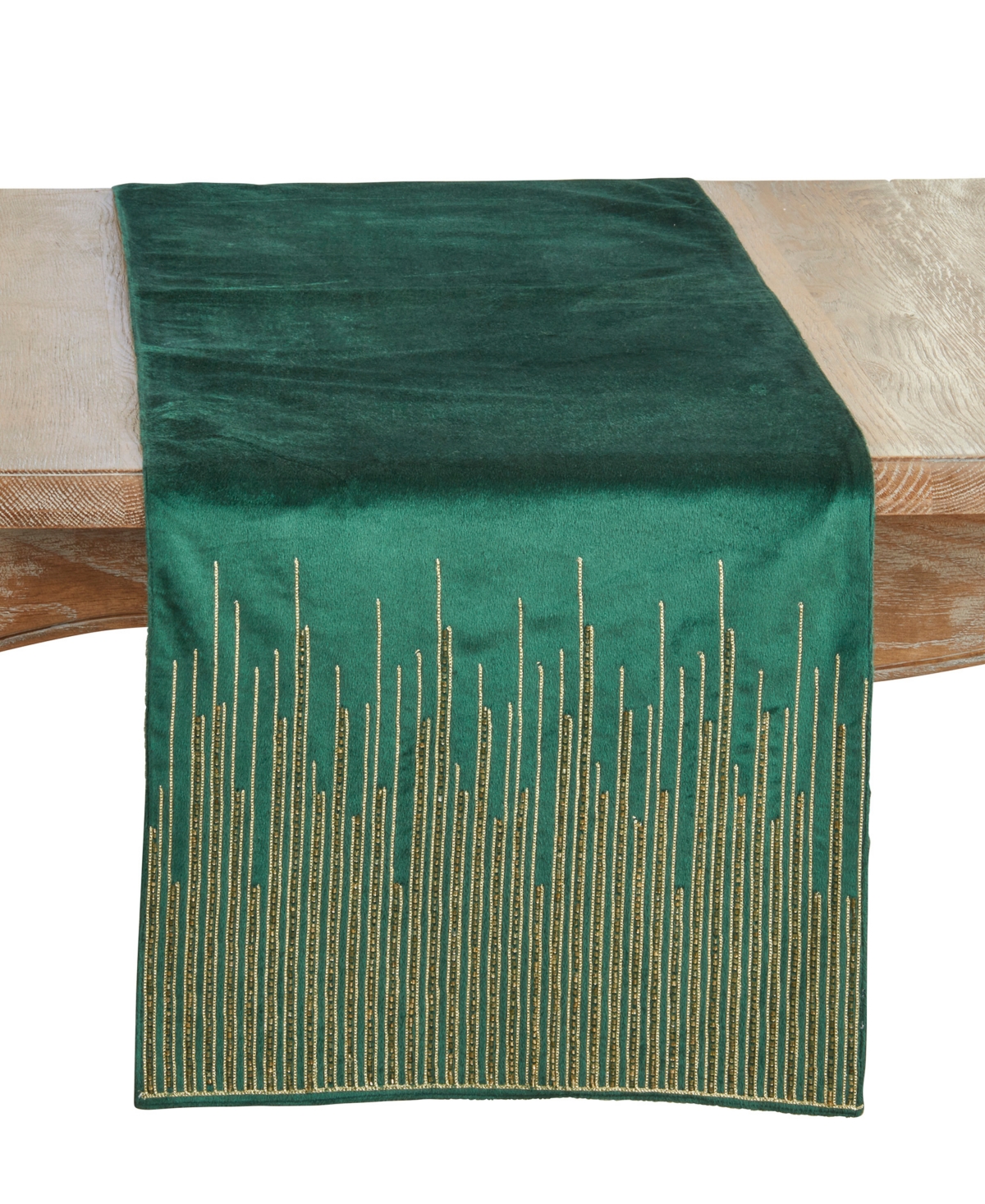 Saro Lifestyle Velvet Beaded Lines Table Runner, 16" x 72"