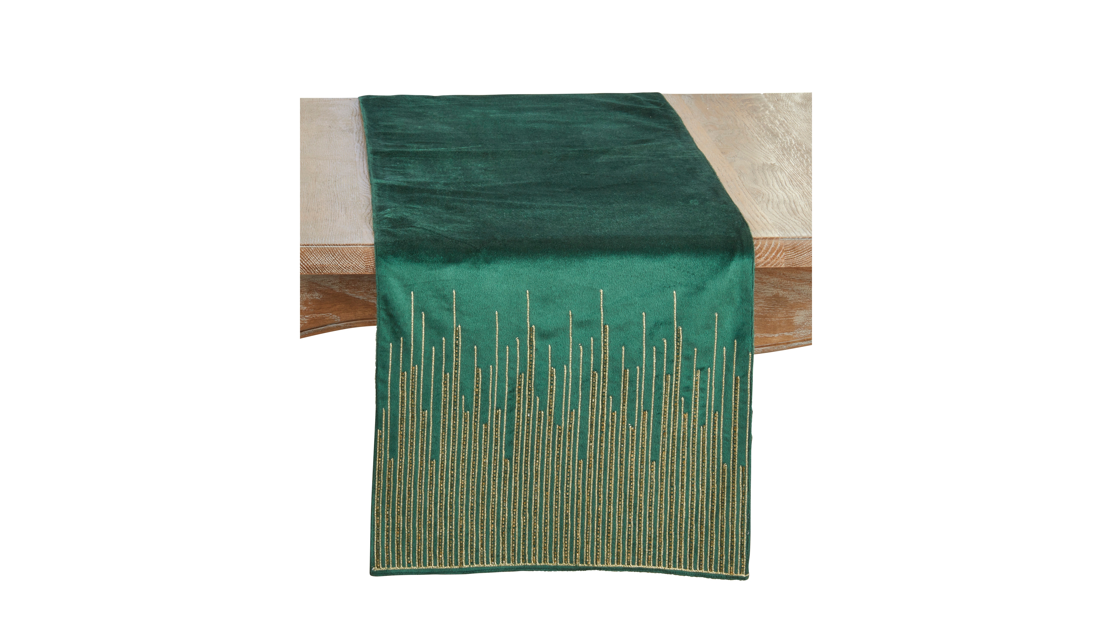 Saro Lifestyle Velvet Beaded Lines Table Runner, 16" x 72"