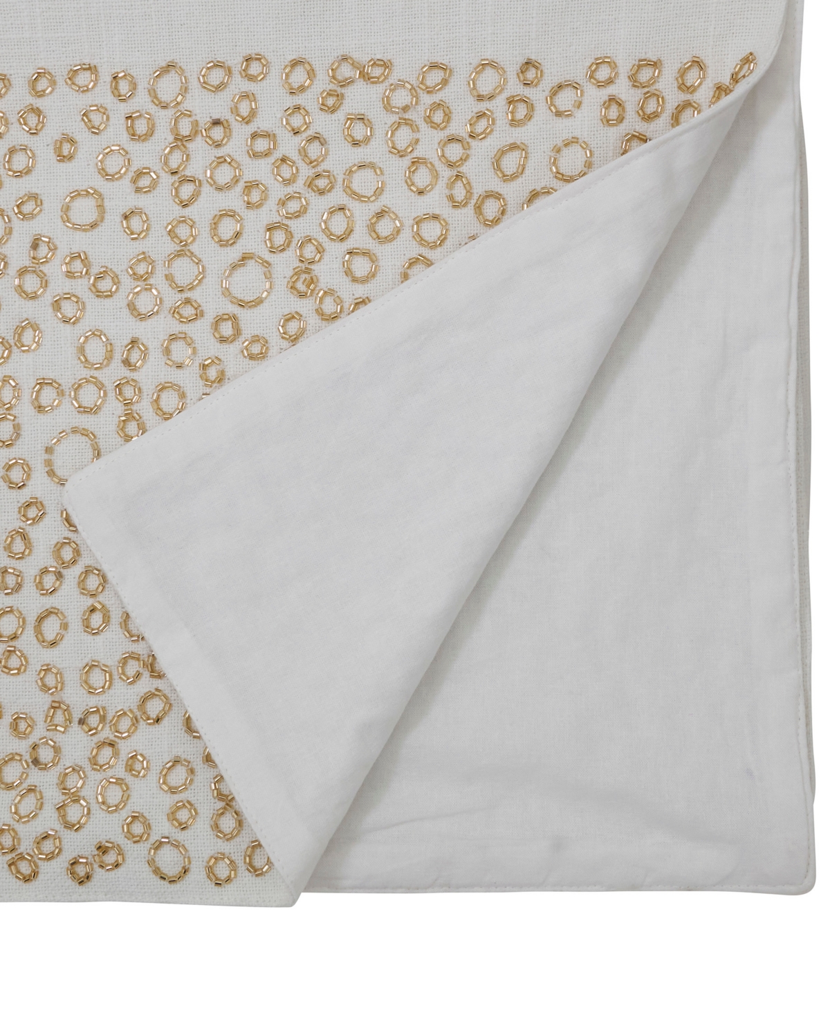 Saro Lifestyle Beaded Band Table Runner, 16" X 72" In White