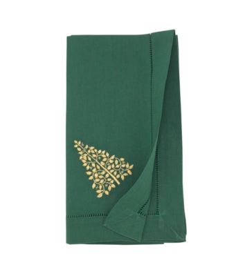 Embr'D Christmas Tree Hemstitch Napkin, Set of 6