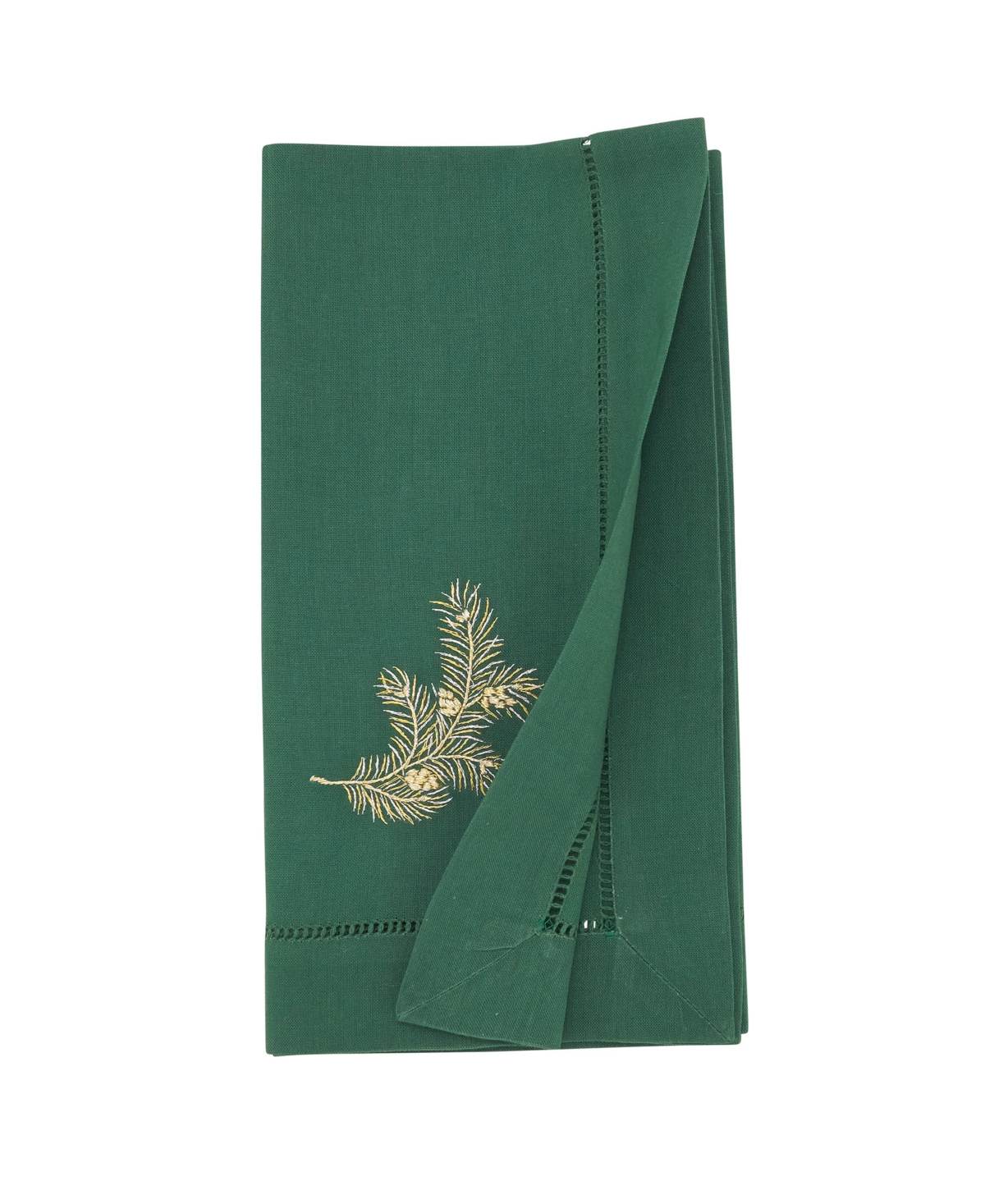 Saro Lifestyle Embr'd Pine Needle Hemstitch Napkin, Set Of 6 In Green