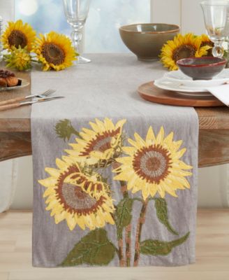 Embroidered Sunflower Table Runner, 16" x 72"