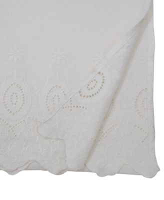 Linen Stonewashed Embroidered Linen Table Runner, 16" x 72"