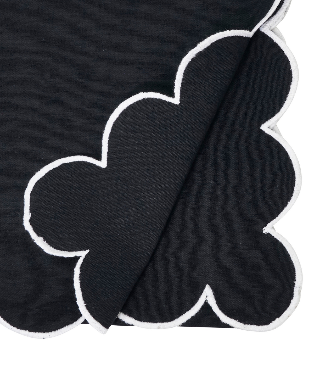 Saro Lifestyle Scalloped Table Runner, 16" X 72" In Black