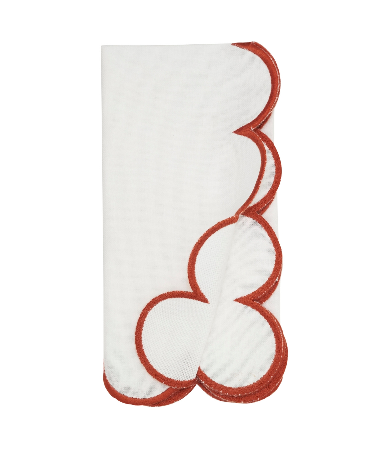 Saro Lifestyle Scalloped Hem Napkin, Set Of 4 In Brown