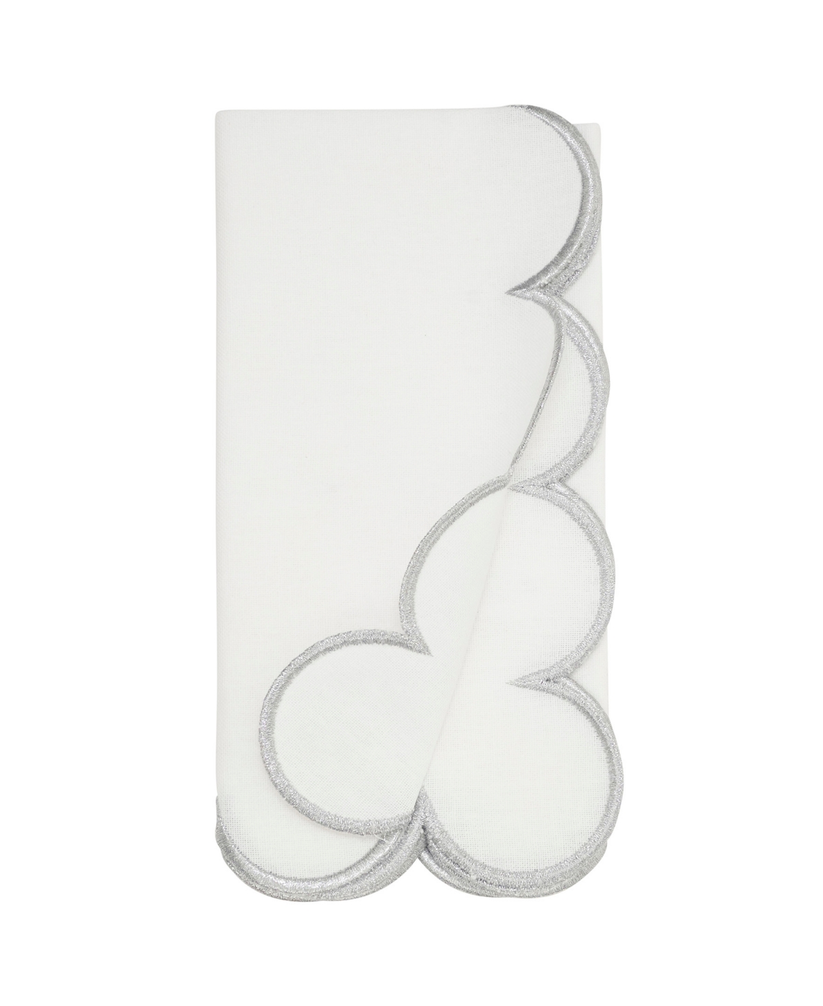 Saro Lifestyle Scalloped Hem Napkin, Set Of 4 In Silver