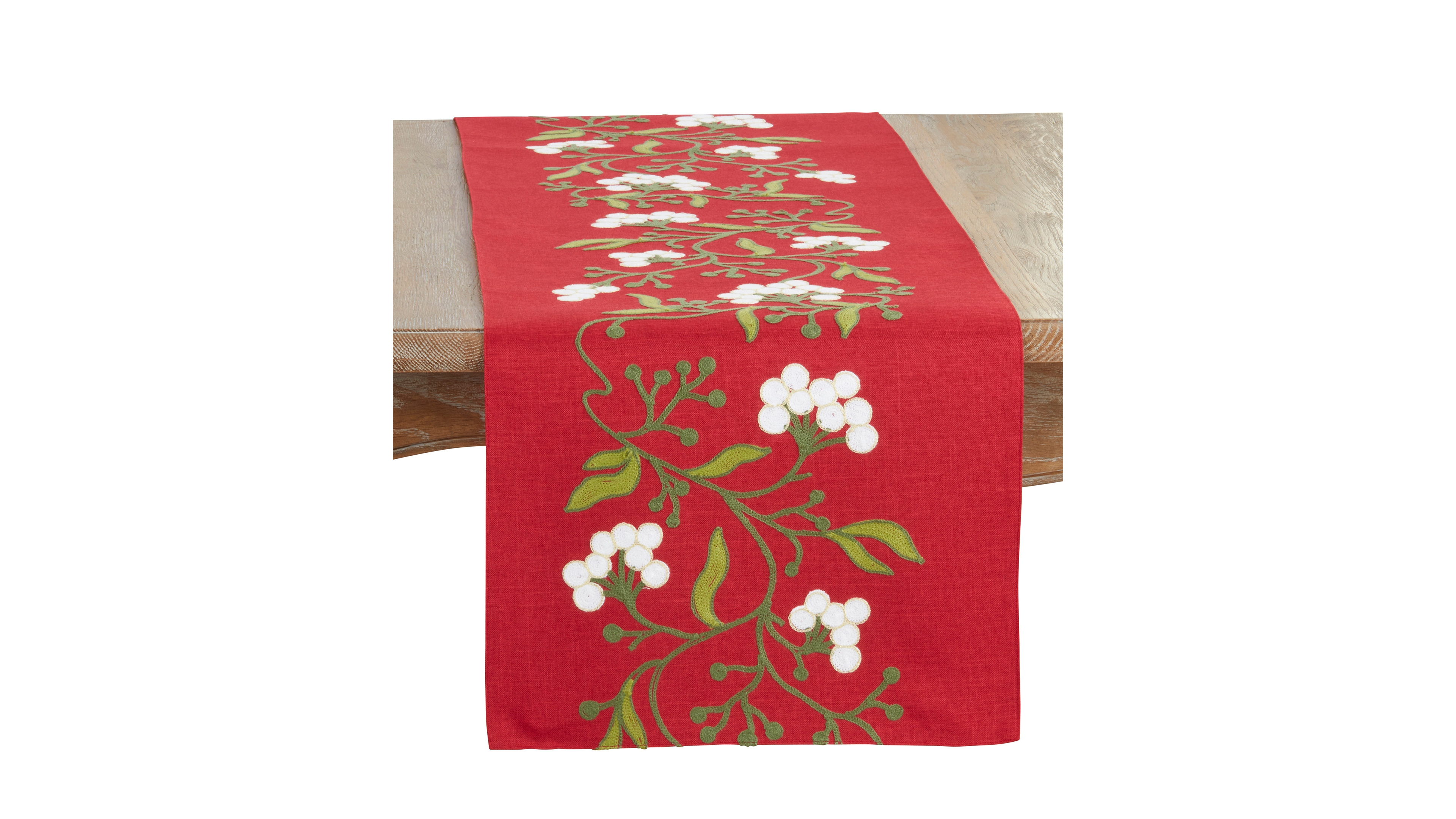 Saro Lifestyle Mistletoe Table Runner, 16" x 70"
