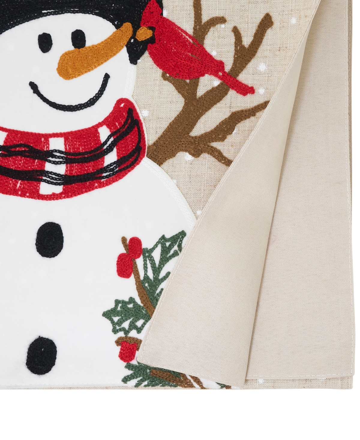 Saro Lifestyle Linen Blend Snowman Table Runner
