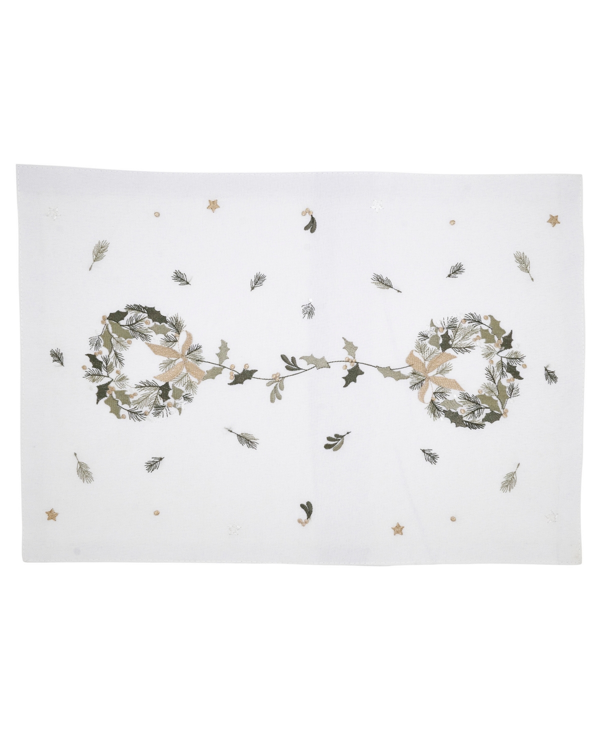 Saro Lifestyle Embroidered Wreath Placemat, Set Of 4 In White