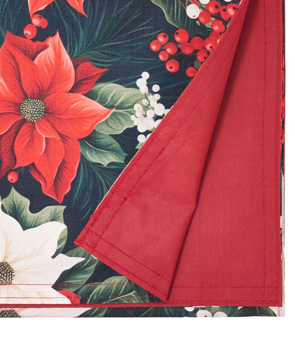 Saro Lifestyle Poinsettia and Berries Table Runner, 16" x 72"