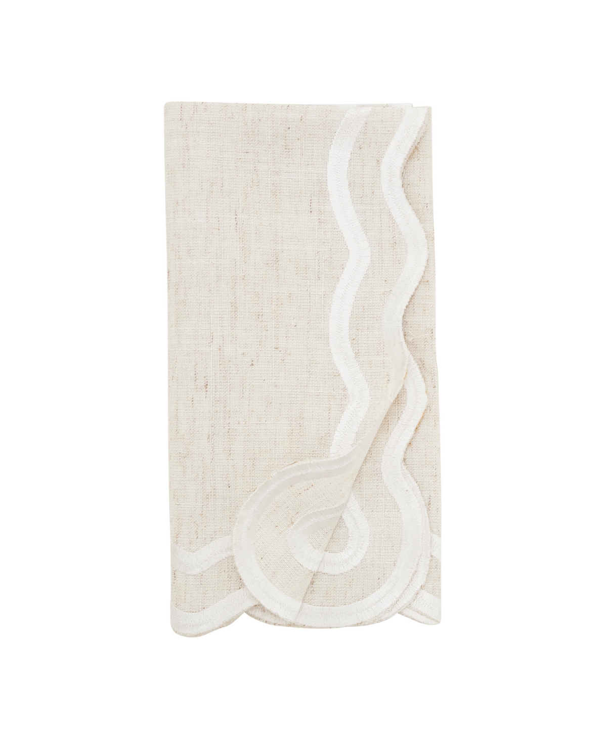 Saro Lifestyle Scalloped Border Napkin, Set Of 4 In Brown