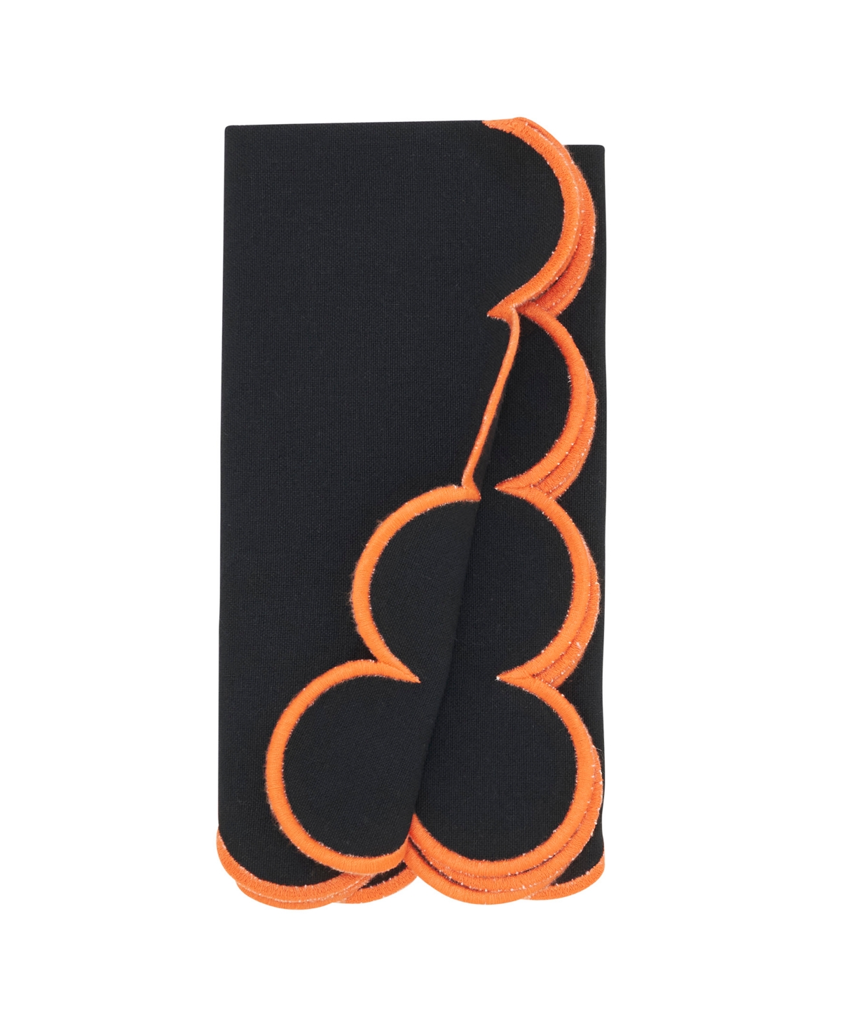 Saro Lifestyle Sweet Edge Scalloped Napkin, Set Of 4 In Black