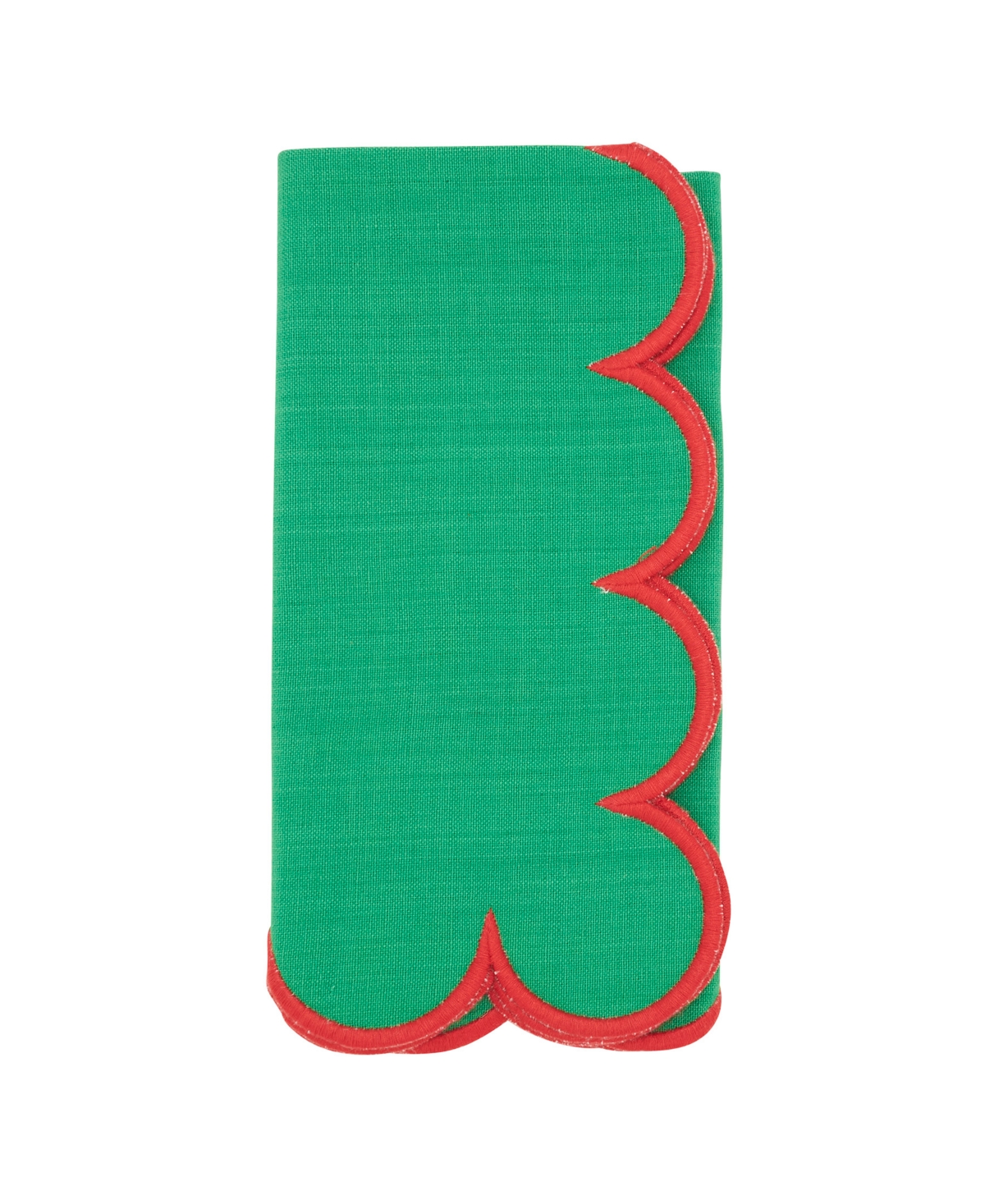Saro Lifestyle Sweet Edge Scalloped Napkin, Set Of 4 In Green