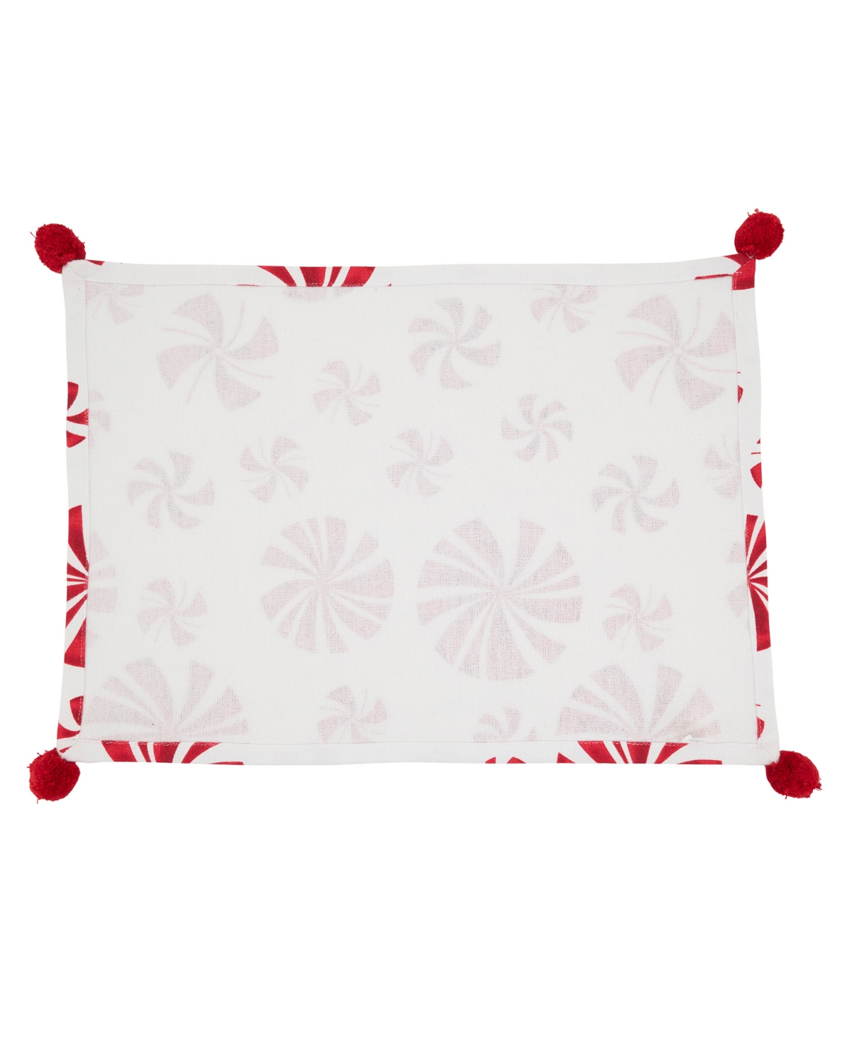 Saro Lifestyle Peppermints Placemat, Set Of 4 In Red