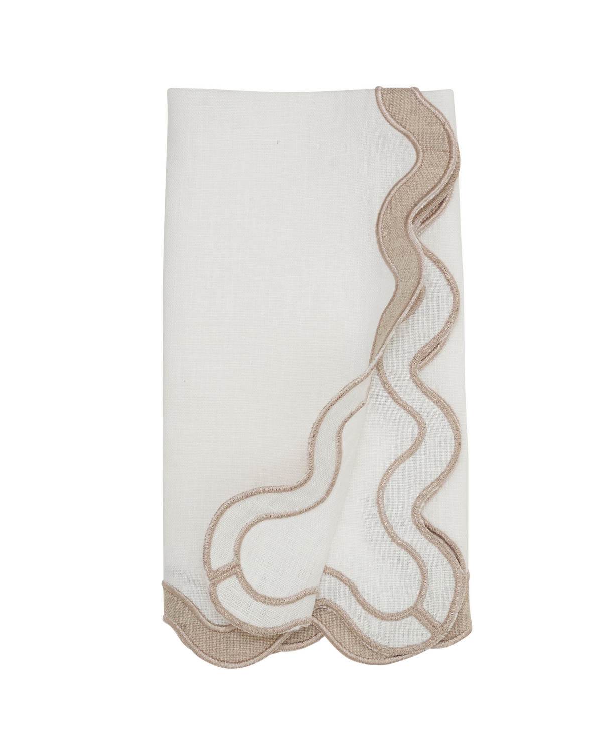 Saro Lifestyle Linen Soft Hue Scallop Napkin, Set Of 4 In Brown