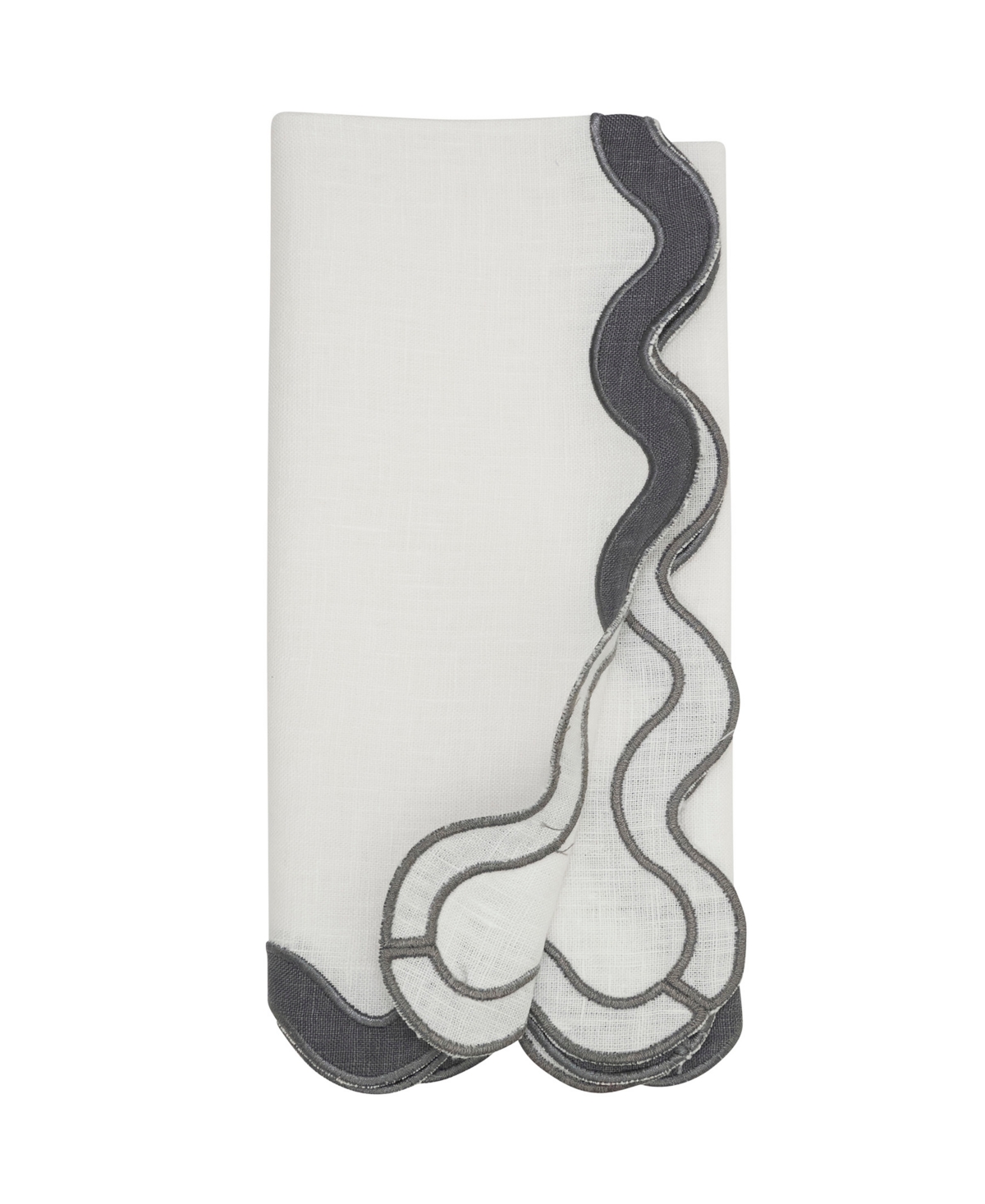 Saro Lifestyle Linen Soft Hue Scallop Napkin, Set Of 4 In Gray