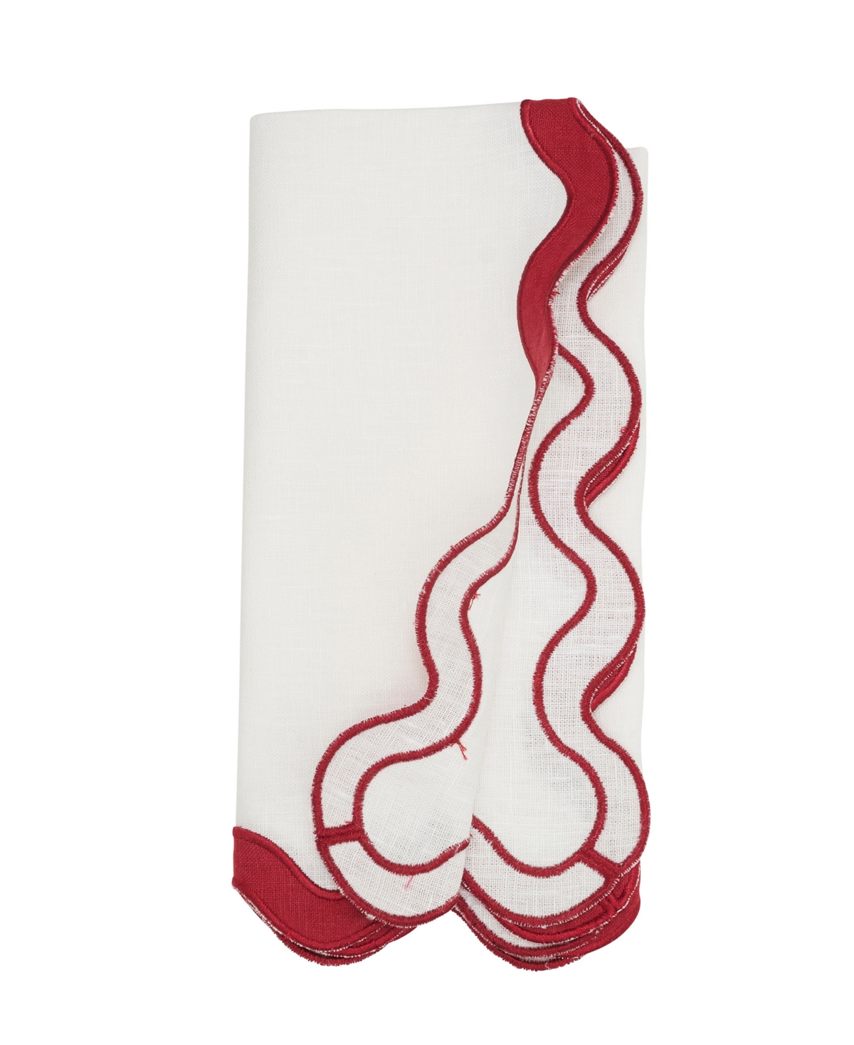 Saro Lifestyle Linen Soft Hue Scallop Napkin, Set Of 4 In Red