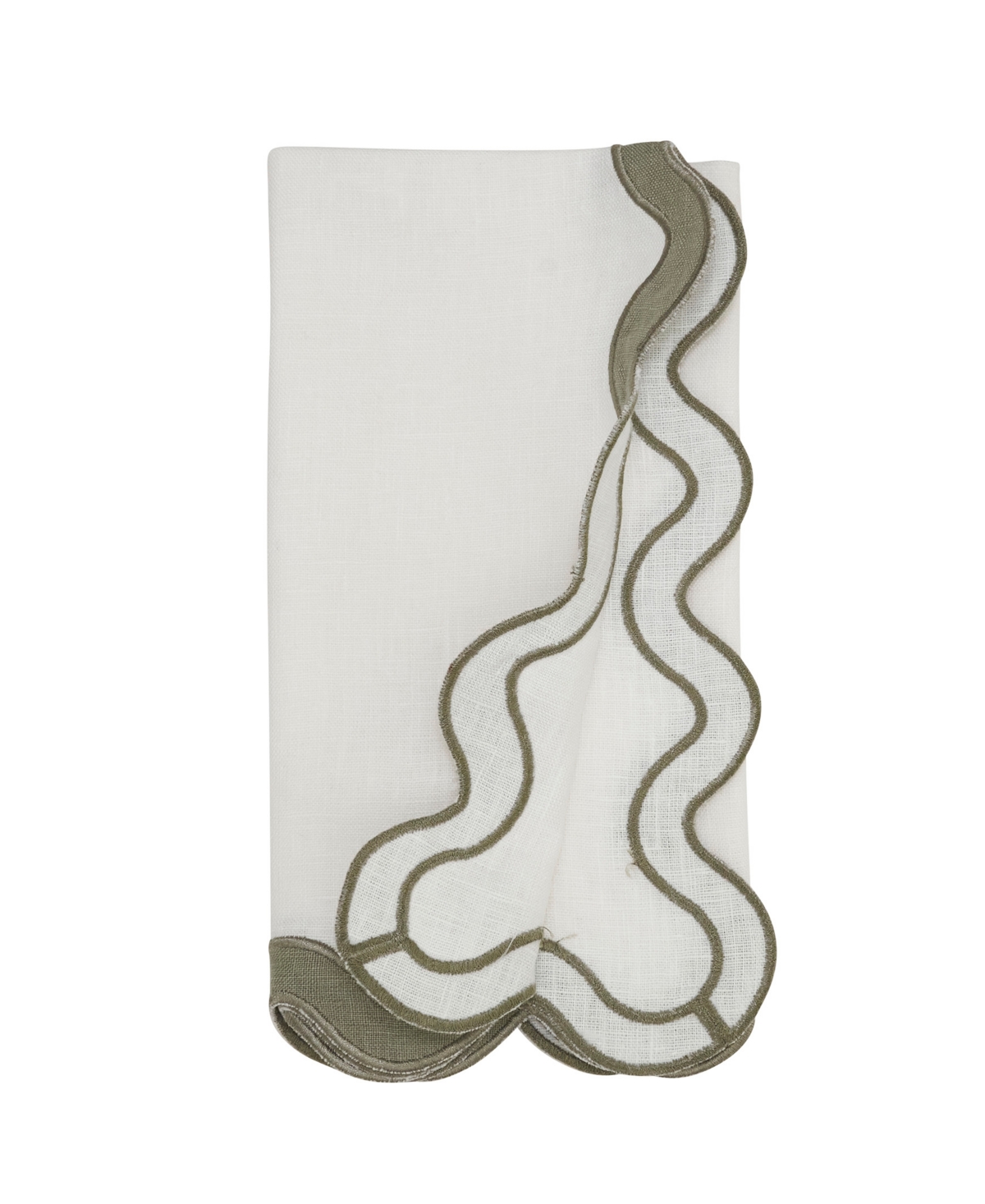 Saro Lifestyle Linen Soft Hue Scallop Napkin, Set Of 4 In Green