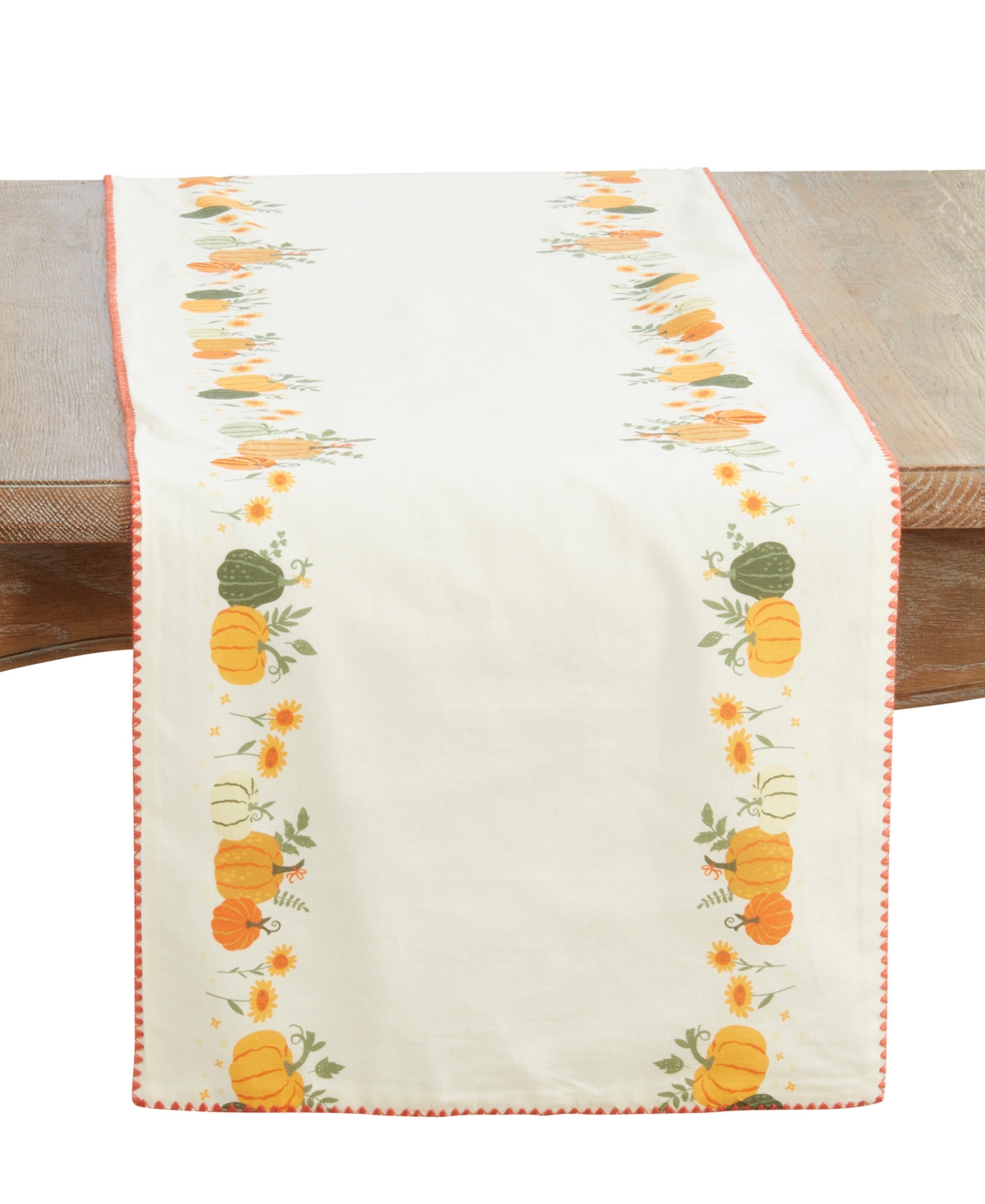 Saro Lifestyle Fall Pumpkins Table Runner, 16" X 72" In Orange