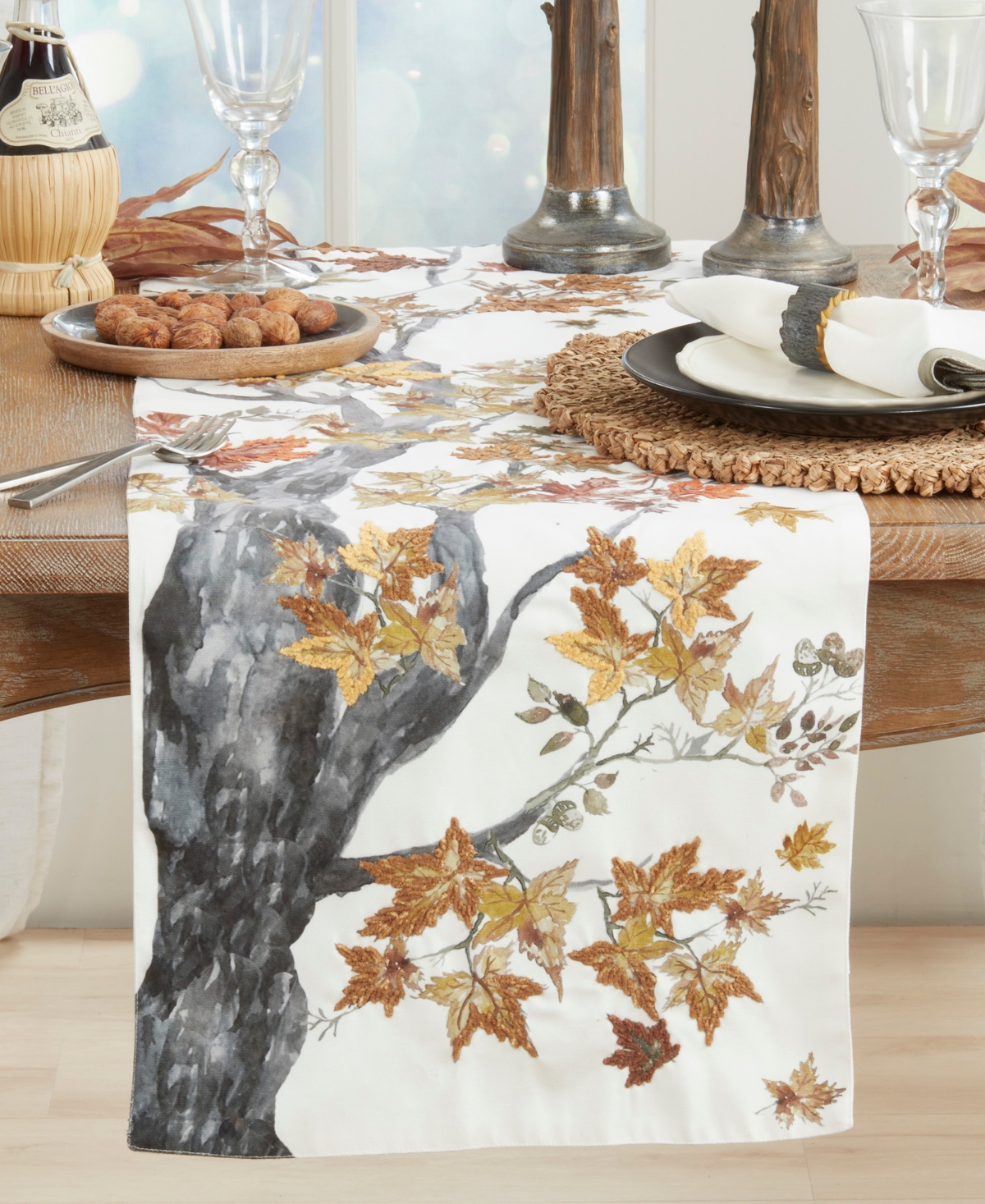 Saro Lifestyle Fall Tree Table Runner, 16" x 72"