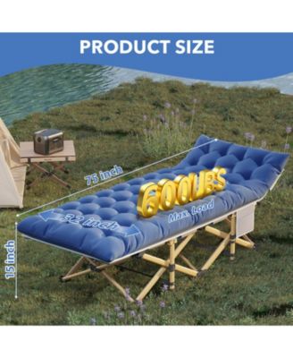 Folding Camping Cot with Removable Cotton Mattress for Office, Home and Beach