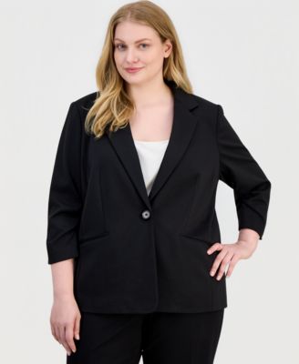 Plus Size Scrunch 3/4-Sleeve Blazer