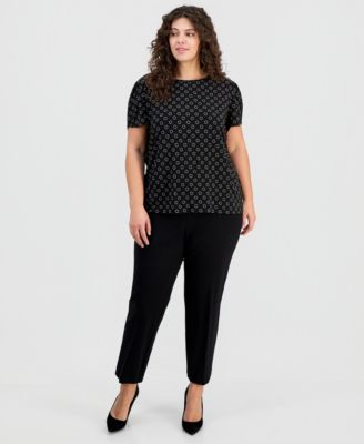 Plus Size Printed Tulip-Sleeve Top