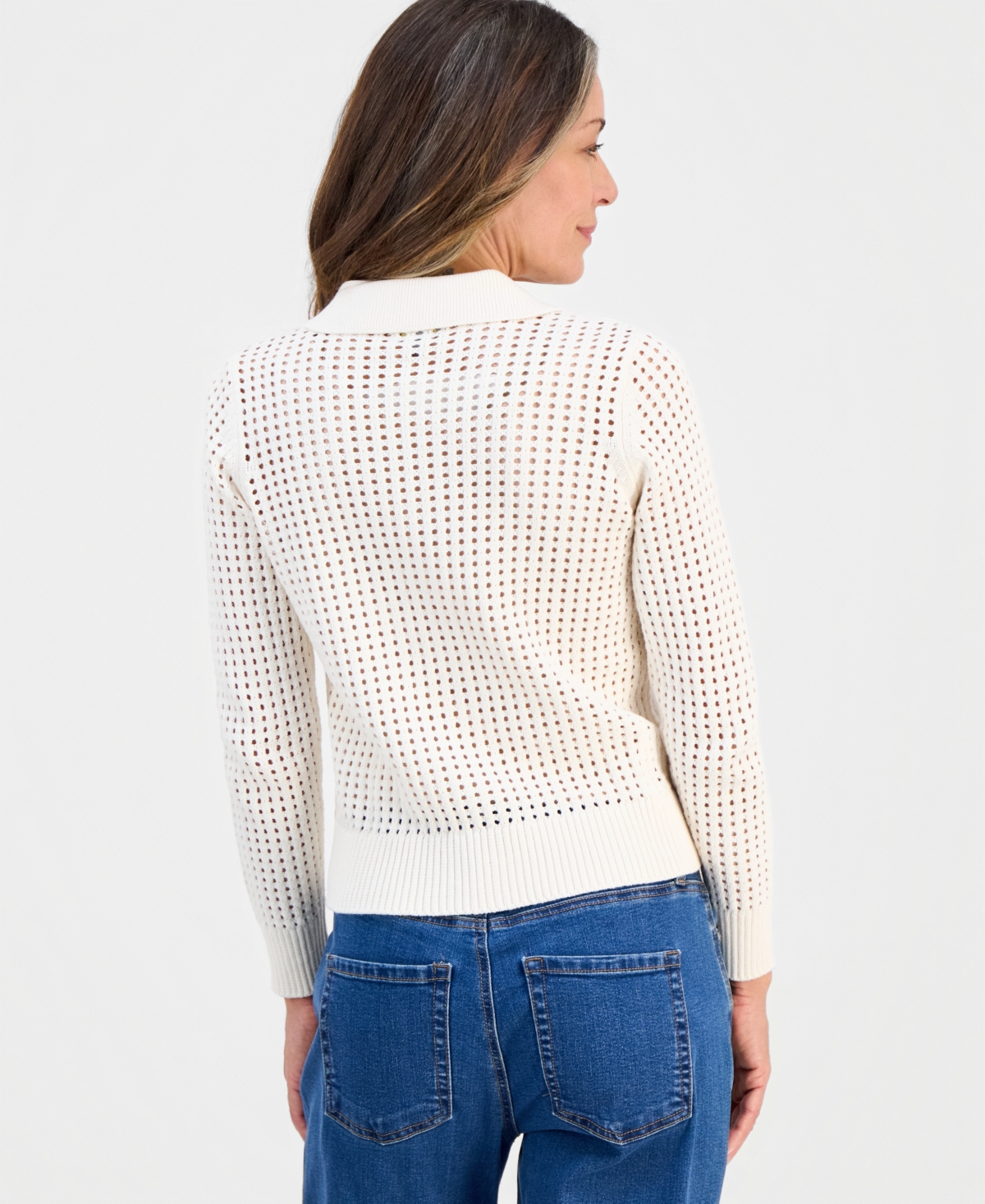 Style & Co Petite Open-Stitch Button-Front Cotton Cardigan, Macy's Exclusive