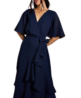 Women's Angel Sleeve Bridesmaid Maxi Dress