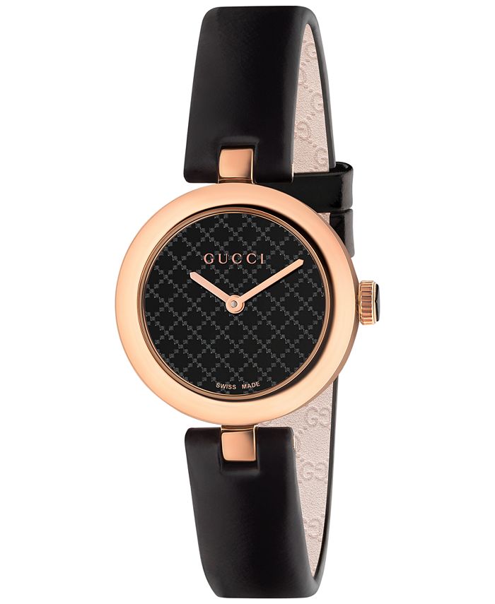 Gucci - Women's Swiss Diamantissima Black Leather Strap Watch 27mm YA141501