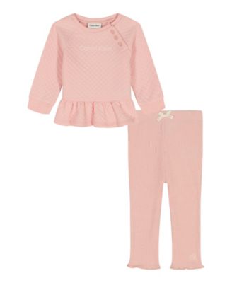 Calvin Klein - Baby Girls 2-Piece Quilted Top and Legging Set