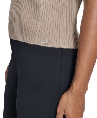 Women's Mock Neck Cap Sleeve Sweater