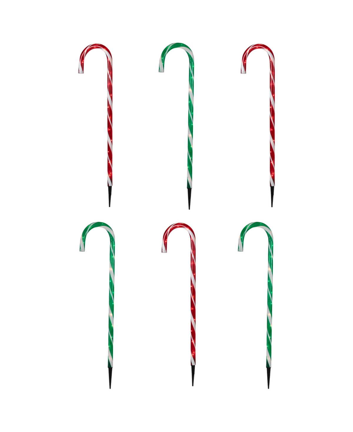 Northlight Lighted Outdoor Christmas Candy Cane Pathway Markers, Set Of 6 In Multi