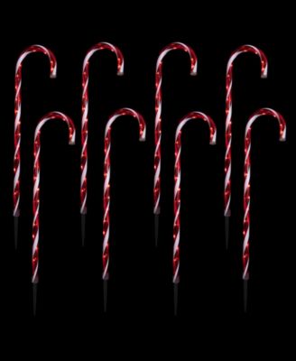 LED Lighted Candy Cane Outdoor Pathway Markers, Set of 8