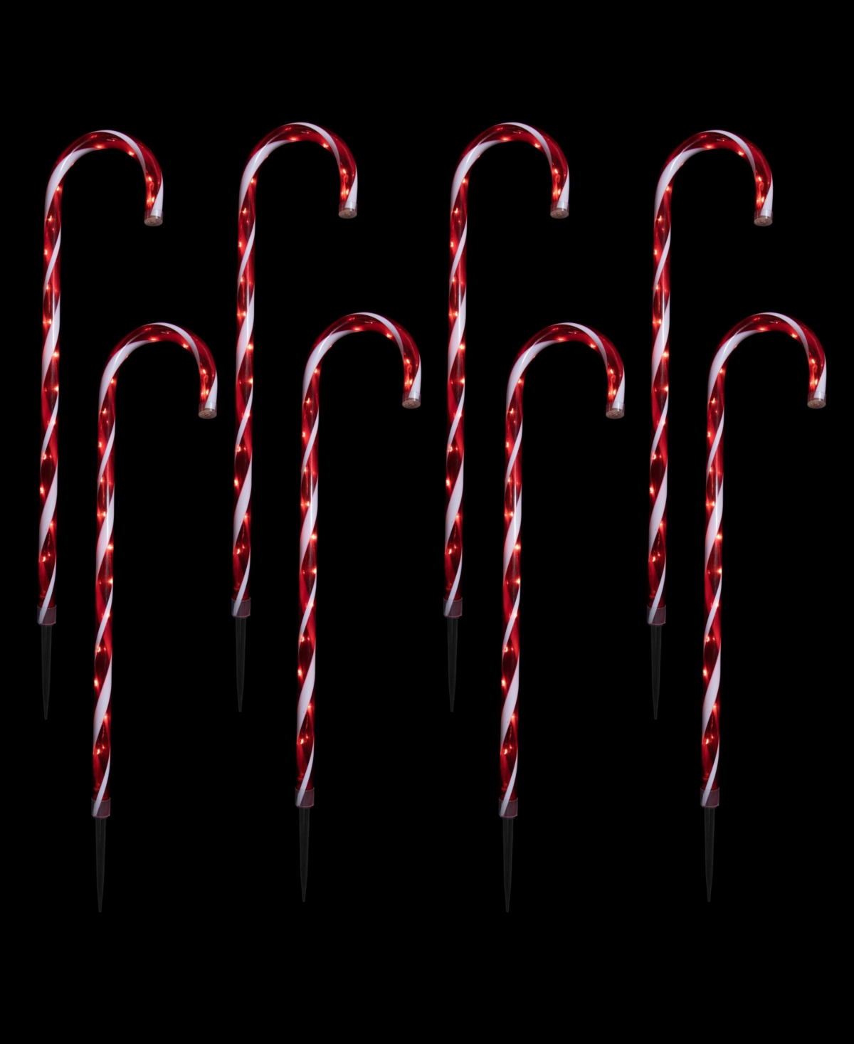 Northlight Led Lighted Candy Cane Outdoor Pathway Markers, Set Of 8 In Red