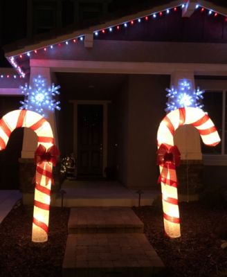 8" Pre-Lit Striped Candy Cane with Bow Christmas Outdoor Commercial Decoration