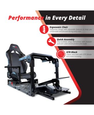GTA-Pro Racing Cockpit – Dual-Use Sim Rig Workstation Black Red Seat, Direct Drive Compatible, Upgradable, Fits Users 32"–7' Tall
