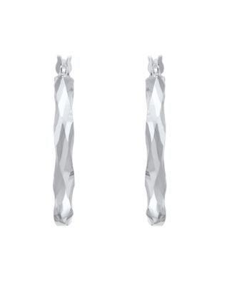 Polished Twist Tube Hoop Earrings in 10k White Gold