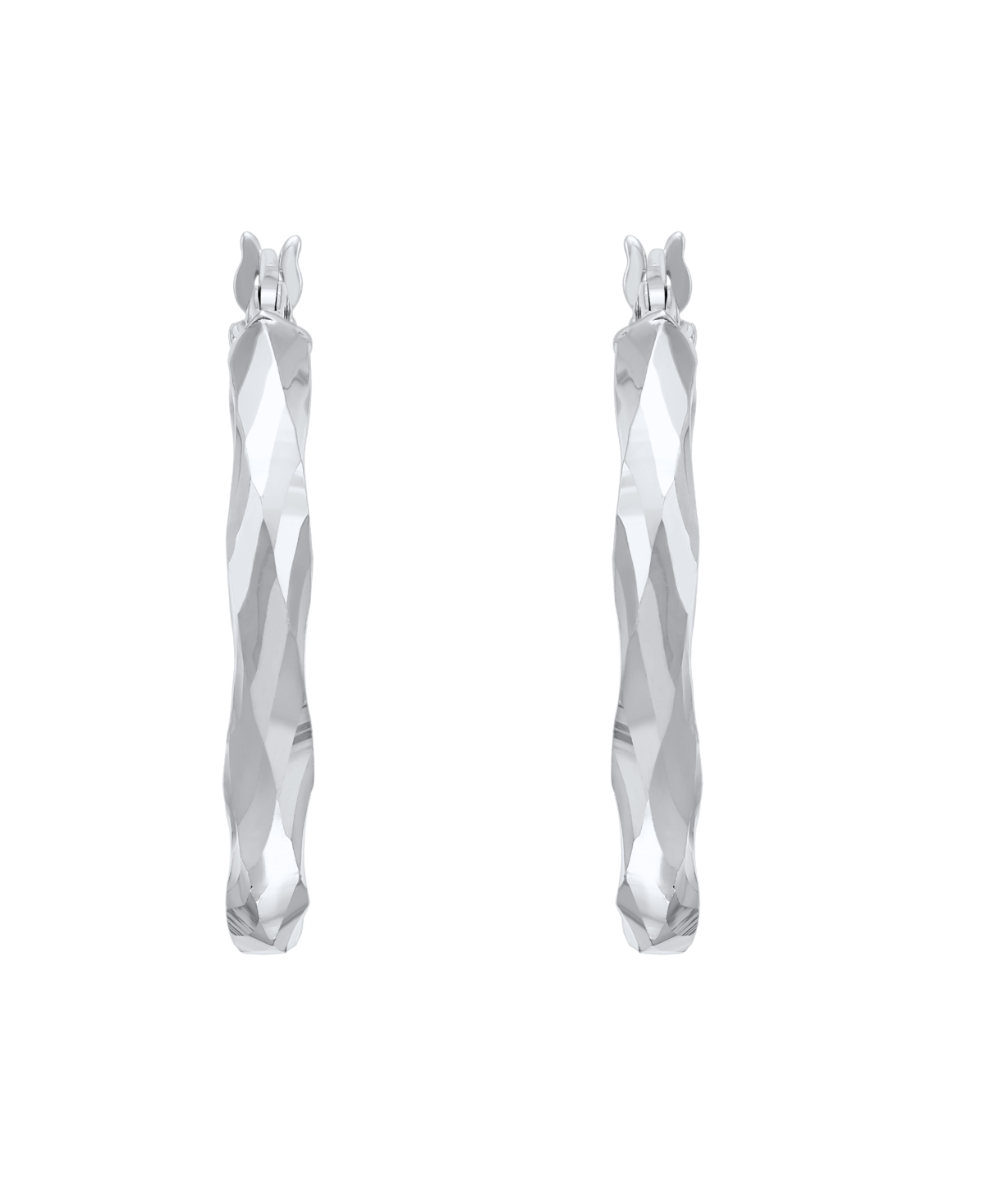 Macy's Polished Twist Tube Hoop Earrings in 10K White Gold