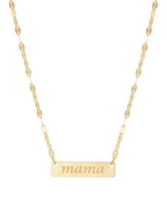 Italian Gold - Polished MAMA Pendant Necklace in 10K Yellow Gold