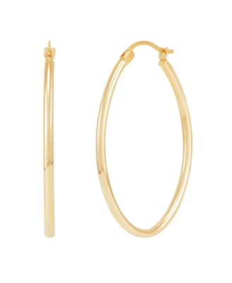 Polished Tube Oval Hoop Earrings in 14k Yellow Gold