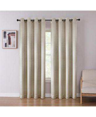 1 Piece Riyadh Light Filtering Grommet Top Embossed Diamond Jacquard Window Curtain Panel - Champagne