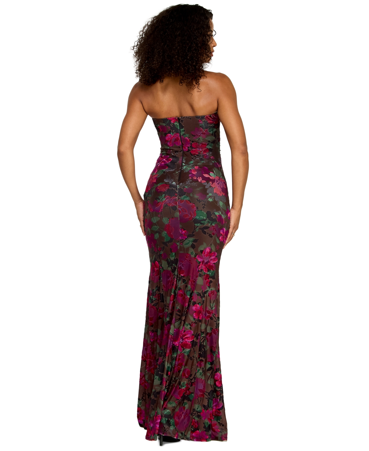 Katia Rae Juniors' Strapless Long Floral Gown In Multi
