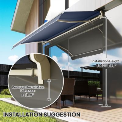 12' x 8' Retractable Awning, Patio Awning Sun Shade Shelter,